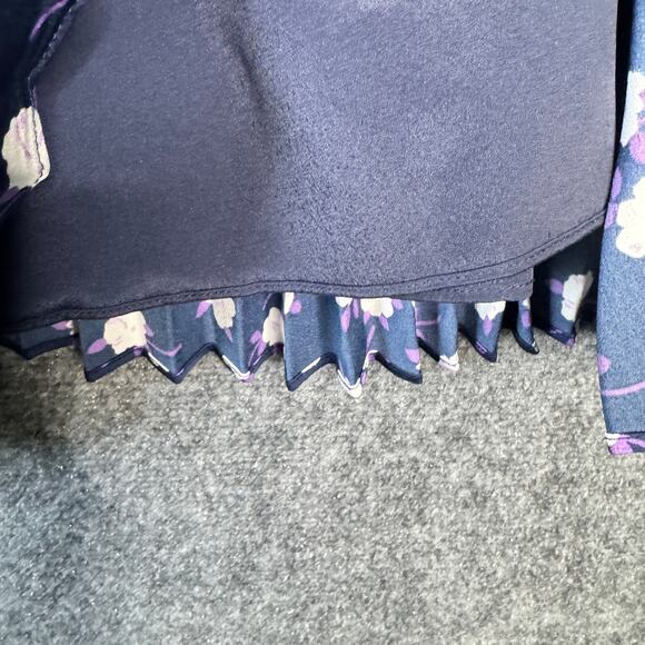 J. Crew Skirt Womens 16 Blue Midi Pleated Scattered Peony Floral Business Preppy - Picture 8 of 13